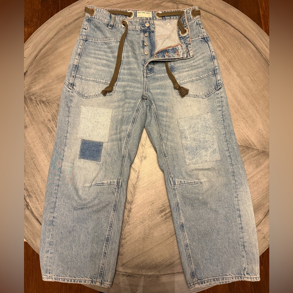 We The Free High-Waisted Patchwork Barrel Leg Jeans - Picture 2 of 3